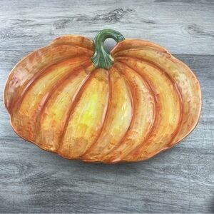 Rare Maxcera Large Ceramic Serving Plate Platter Pumpkin Fall Thanksgiving